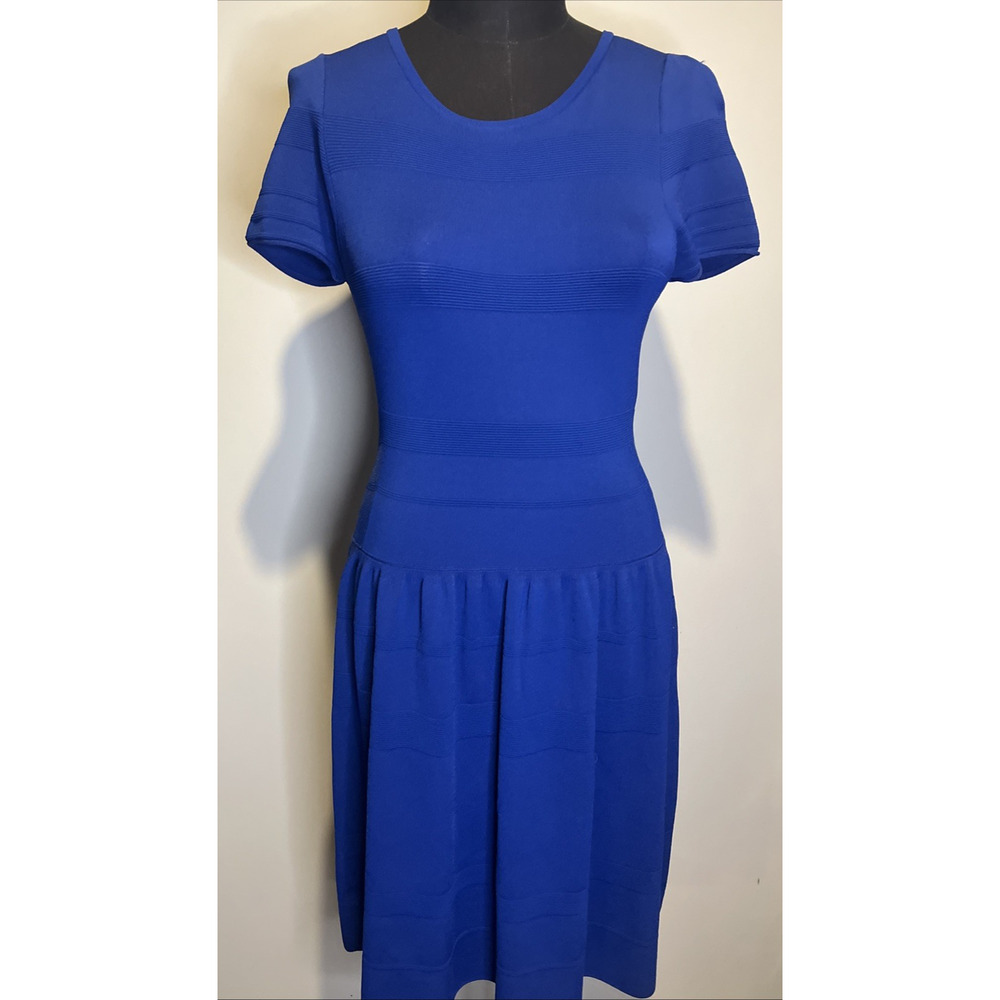 NWT J McLaughlin Royal Blue Drop‎ Waist Short Sleeve Dress Sz Medium